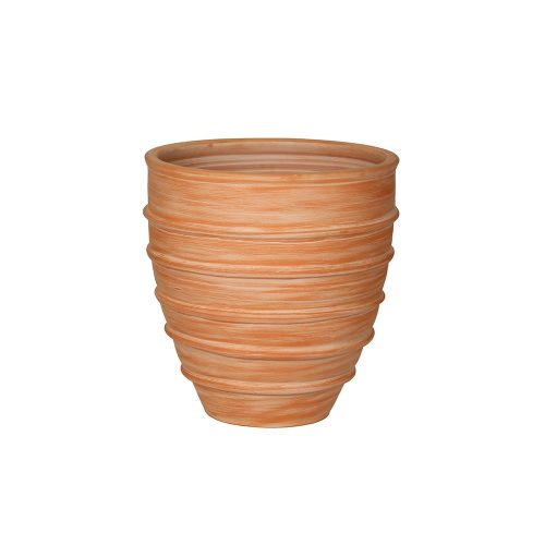 Çizgili Formlu Dekoratif Terracotta Saksı
