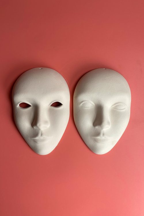 Boyanabilir Bisküvi Seramik Maske - 10'lu Set